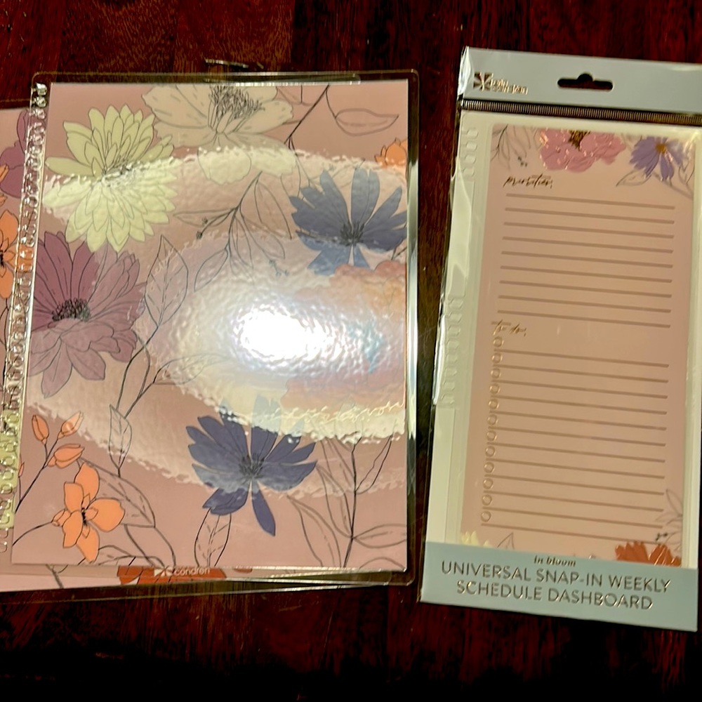 NIB. Erin Condren “In Bloom” planner covers & snap on weekly schedule dashboard